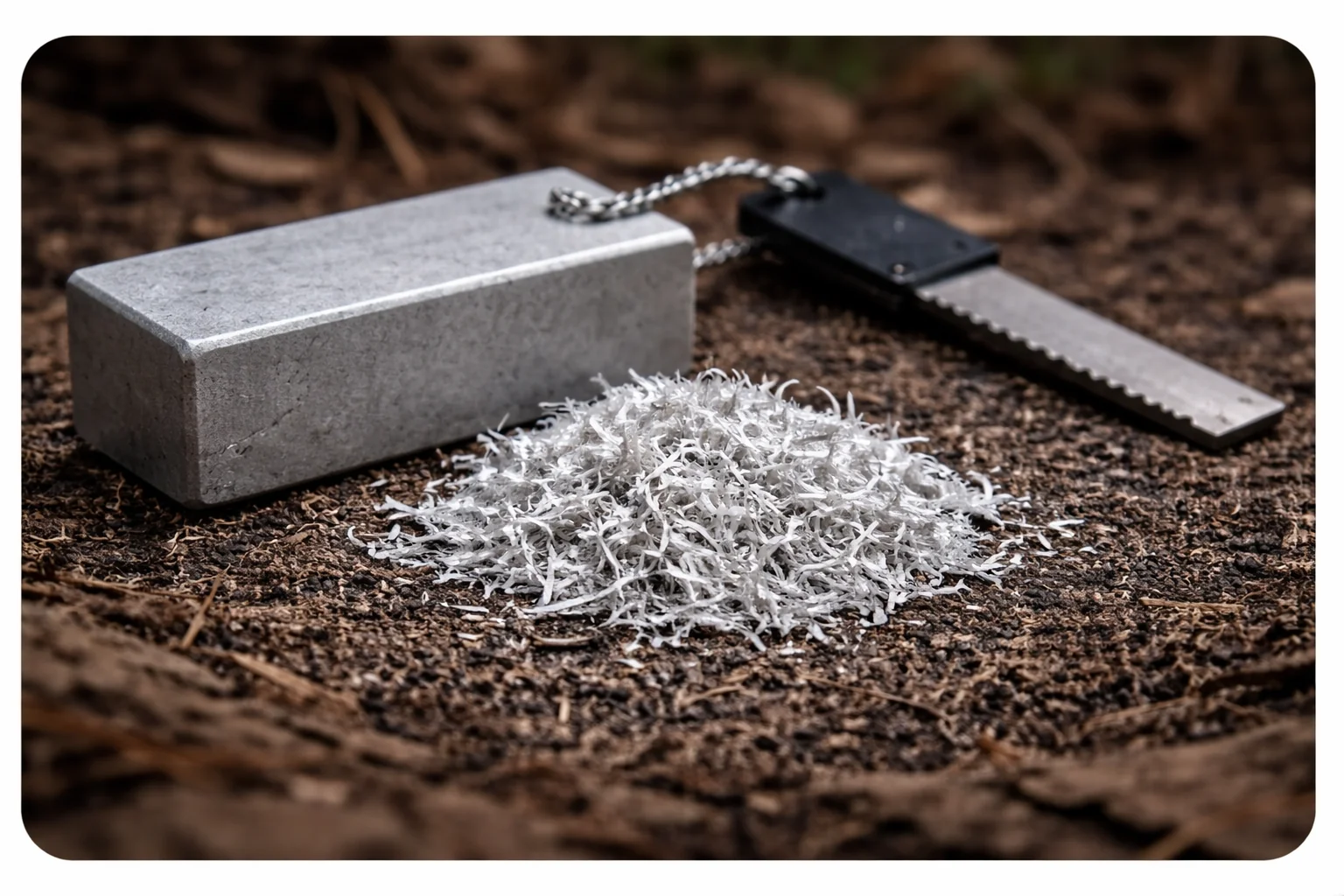 copeaux de magnésium préparés pour démarrer un feu