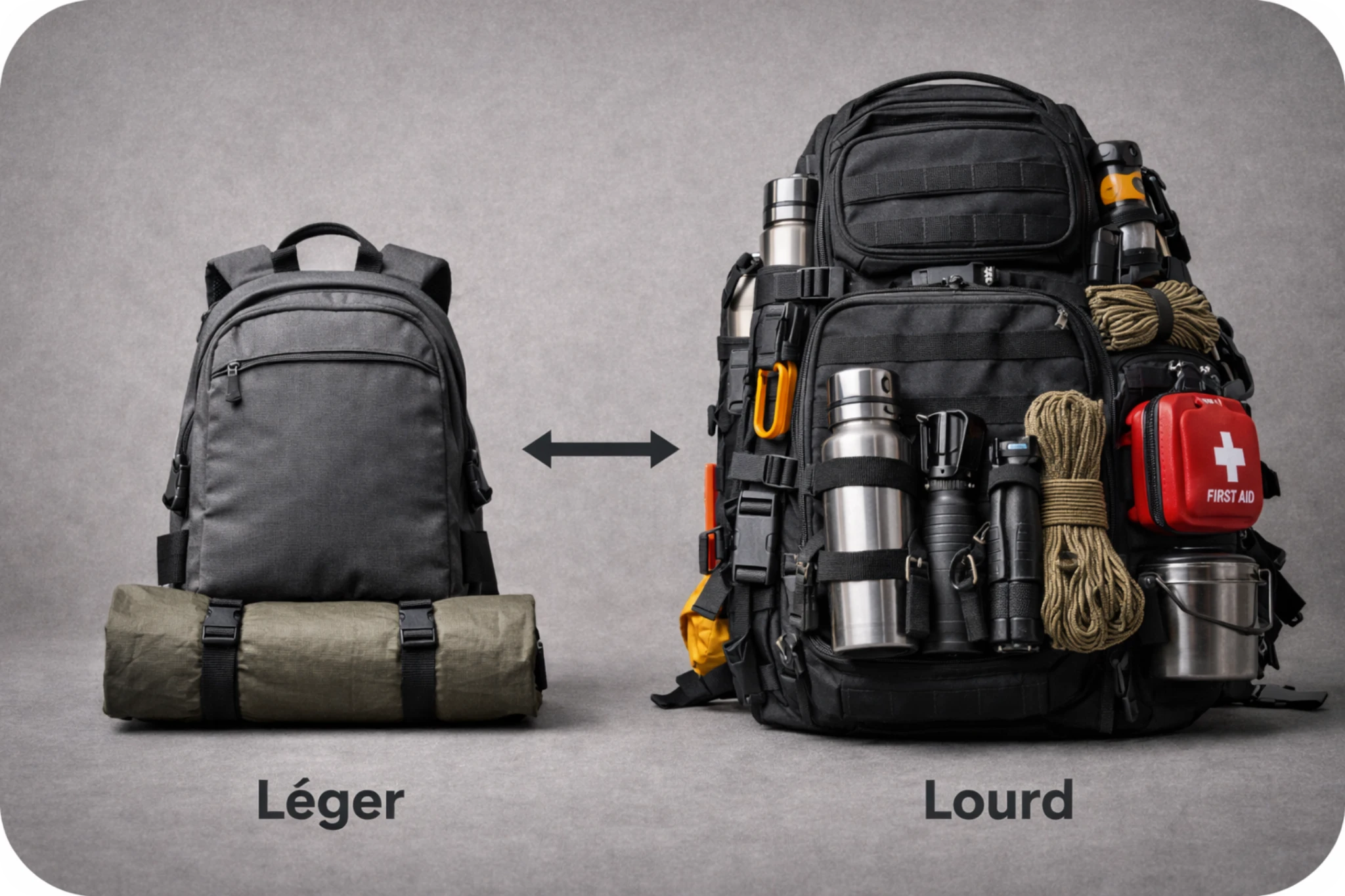 comparaison entre sac léger et sac surchargé