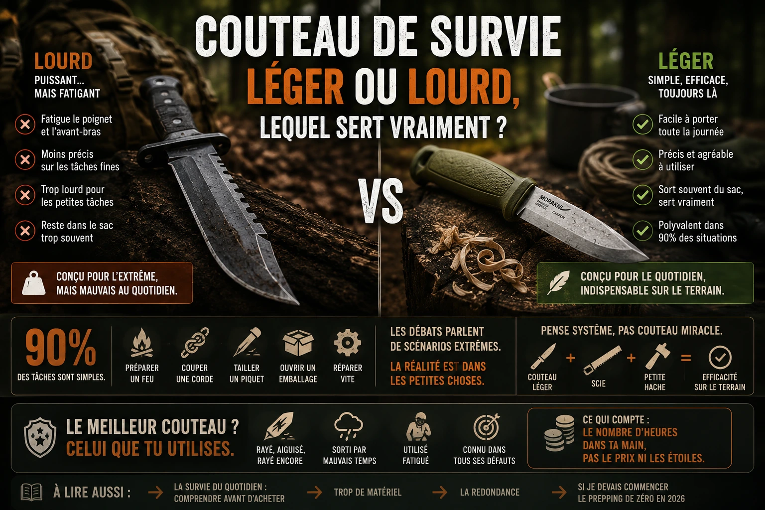 Comparatif couteau lourd vs couteau léger